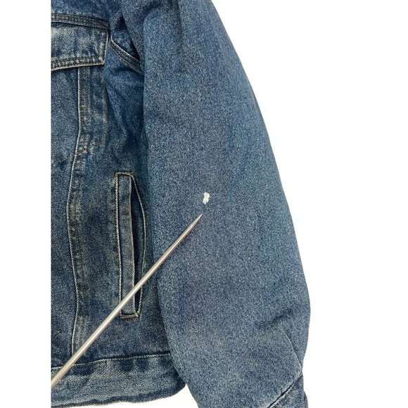 Vtg Arizona Jean Company Denim Jacket Quilted Reversible Stadium Bomber Y2K - Picture 6 of 16
